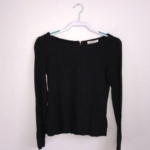 Forever 21 black long sleeve, gold zipper on back